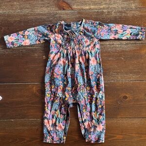 Tea Collection Floral Bodysuit - Blue and Pink 6-9 mo NWOT